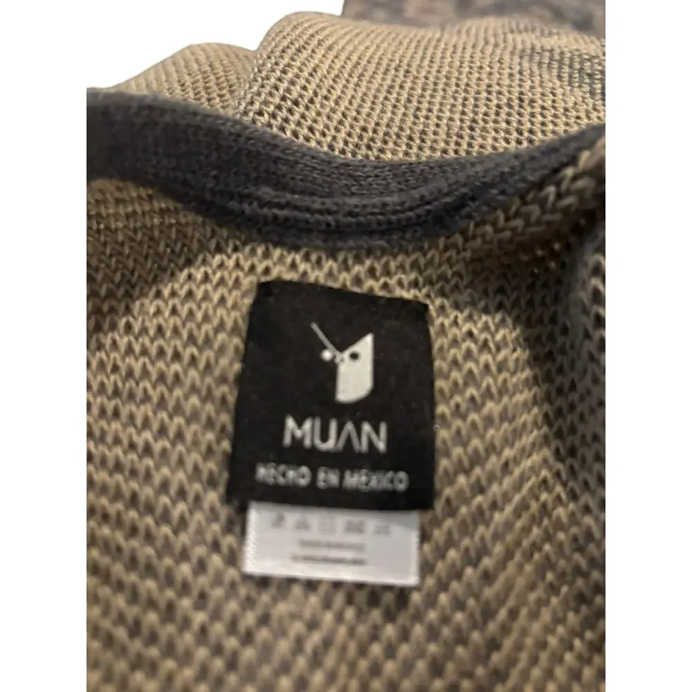 MUAN Tan & Gray Shawl Wrap OSFM Made in Mexico